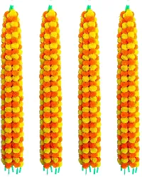 WDECOR Handmade Decorative Marigold Fluffy Artifical Garland, Used for Home/Office Decoration Yellow, Orange Marigold Artificial Flower 60 inch, Pack of 20, Garlands-thumb1