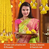 WDECOR Yellow Marigold Artificial Flower 60 cm, Pack of 5, Garlands-thumb1