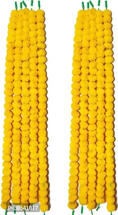 AbhiCart Yellow Artificial Flower Garland Pack Of 10 Yellow Marigold Artificial Flower 60 inch, Pack of 10, Garlands