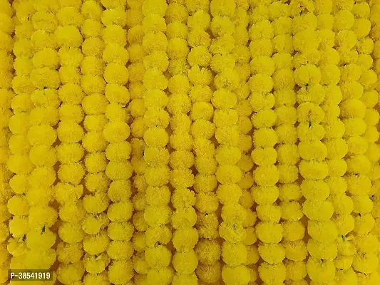 PRIMOH Fluffy Flowers Garland Genda Phool For Home Diwali Festival Pooja Wedding Decor Yellow Marigold Artificial Flower 60 inch, Pack of 10, Garlands