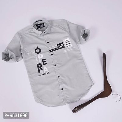 Grey Cotton Shirt for Boy-thumb0