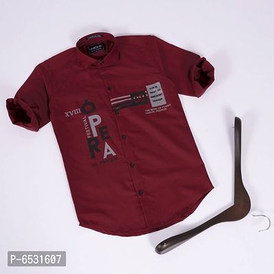 Maroon Cotton Shirt for Boy-thumb0