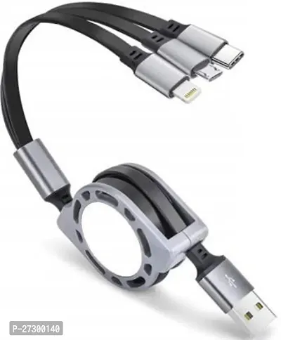 Stylish 3 in 1 PVC Braided High Speed Data Transmission Super Fast Charge Cable- Micro USB, Lightning, Type-C