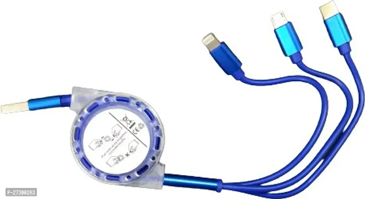 Stylish 3 in 1 PVC Braided High Speed Data Transmission Super Fast Charge Cable- Micro USB, Lightning, Type-C-thumb2