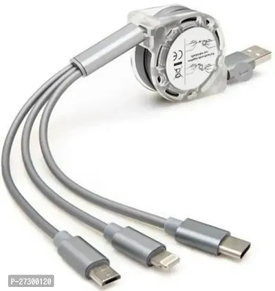 Stylish 3 in 1 PVC Braided High Speed Data Transmission Super Fast Charge Cable- Micro USB, Lightning, Type-C-thumb0