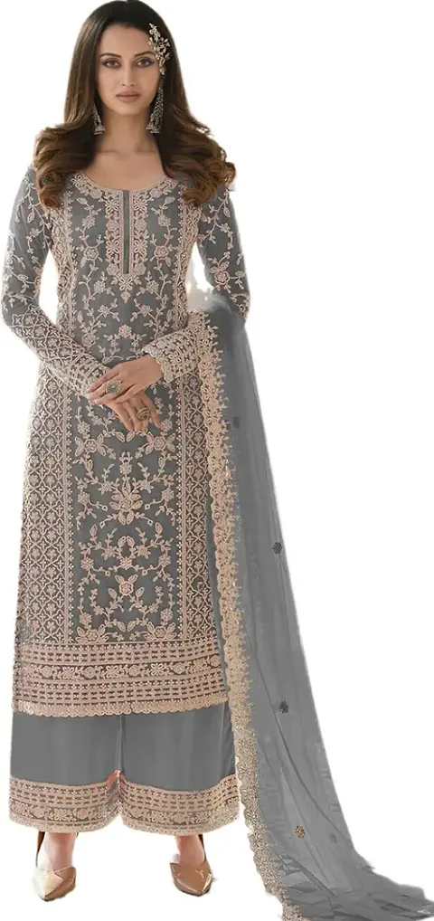 Fancy Shantoon Embroidered Dress Material With Dupatta