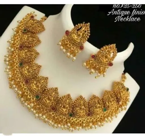 Golden Festive Wear Traditional Alloy Jewellery Set