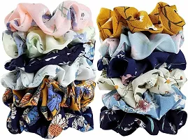 Myra collection? 7 Pcs Hair Scrunchies Chiffon Elastic Floral Hair Band Rubber Band (Multicolor)-thumb1