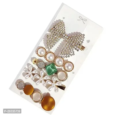 Myra Collection Crystal Stone Hair Pins Clips For Kids Girls Women Pack of 5 Hair Clip