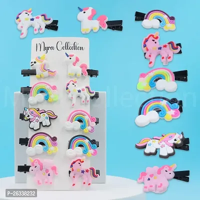 Myra Collection 10 Pcs Baby Doll Unicorn Hair Clip Multicolor Stylish Unicorn Hair Clip Hair Accessories For Girls And Women-thumb4