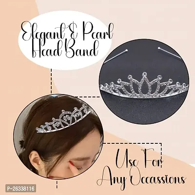 Myra Collection 1 Pcs Silver Crown Head Band Beautifull  Elegant Crown For Birthday Princess Hair Band Hair Accessories For Women  Girls  Birthaday Girls-thumb3