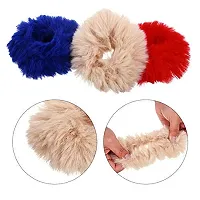 Myra collection? Fur Hair Scrunchies Pompom Ball Elastic Hair Band Fluffy Ponytail Holders Pom Hair Ties for Women pack of 5-thumb3