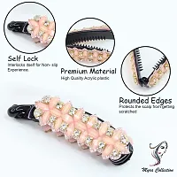 Myra collection? Rhinestone Crystal Banana Hair Clip Flower Hair Accessories for ladies/women/girl (pink)-thumb2