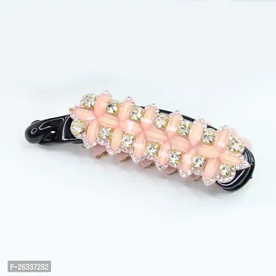 Myra collection? Rhinestone Crystal Banana Hair Clip Flower Hair Accessories for ladies/women/girl (pink)-thumb0