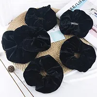 6 Pack Black Big Hair Scrunchies Velvet Scrunchy Hair Elastic Large Rubber Band-thumb1