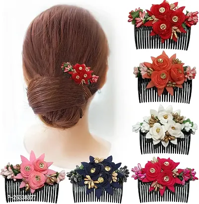 Myra collection? set o f 6 Flower Design Jooda Pin Pearl Hairpin Comb For Women