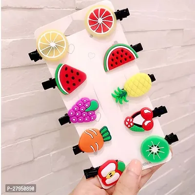 Pack Of 10 Pieces Fruits Design Cartoon Hair Clips For Babies And Women-thumb0