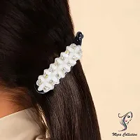 Myra collection Rhinestone Crystal Banana Hair Clip Flower Hair Accessories for ladies/women/girl (white)-thumb3