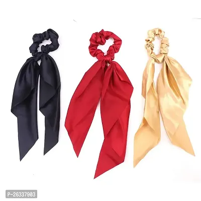 Myra collection? Elastic Hair Bands Ties Ribbon Scarf Ponytail Holder for Women Pack of 2-thumb0