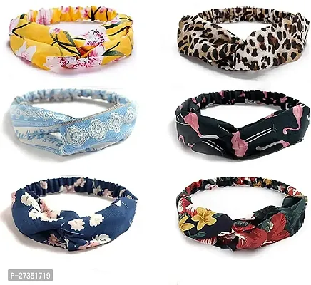 Floral Print Stretchy Hair Bands Vintage Hair Accessories For Women 6 Pieces