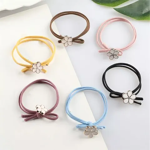 Designer Korean Flowers Shape Elastic Rubber Band For Women