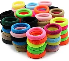 Myra collection? Pack of 100 Multicolour Cotton Wool Soft Bun Rubber Bands for Women-thumb1