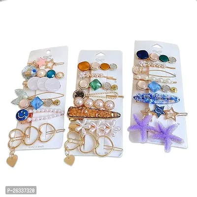 Myra collection11 pcs Acrylic Resin Metal Fashion Hair Clips Set for girls and women perfect for gifting to your sister friends and others.-thumb0