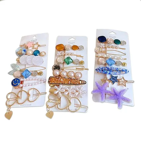 Myra collection11 pcs Acrylic Resin Metal Fashion Hair Clips Set for girls and women perfect for gifting to your sister friends and others.