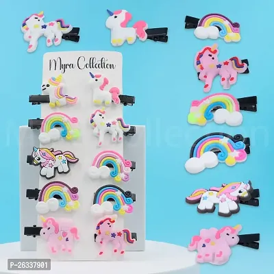 Myra Collection Unicorn Hair Clip Beautifull Different types Cartoon Hair Pins Rainbow Style Clip/Hair Pins For small baby girls-thumb5