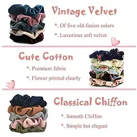 Myra collection? Scrunchies, Velvet, Chiffon, Cotton Elastic Hair Band set of 15 Rubber Band (Multicolor)-thumb4