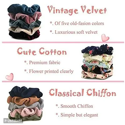 Myra collection? Scrunchies, Velvet, Chiffon, Cotton Elastic Hair Band set of 15 Rubber Band (Multicolor)-thumb5