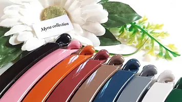 Myra Collection Pack of 12 Pcs Rubber Acrylic Material Korean Banana Hair Clips For Women (Multicolor)-thumb2