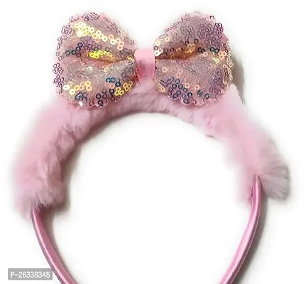Myra collection? Sequins Bow Furry Plastic Hairband Headband for Baby Girl Girls Women Pack of 2-thumb3
