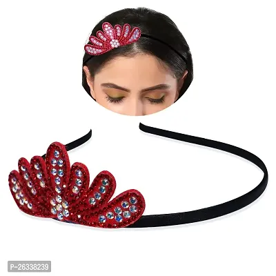 Myra collection? Hair Bands With Stones For Women Set of 1 (RED)