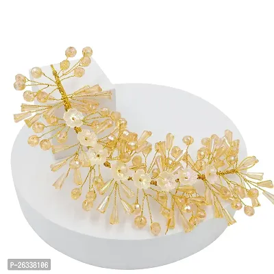 Myra Collection 1 Pcs Small Flower Round Stone Gold Flower Hair Tiara Vine For Women And Girls Hair Accessories