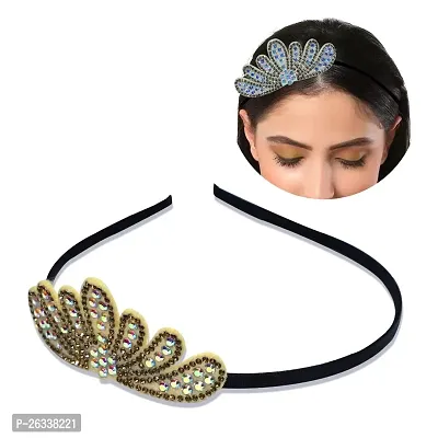 Myra collection? Hair Bands With Stones For Women Set of 1 (YELLWO)