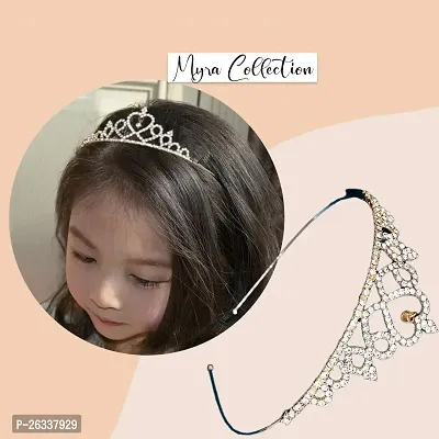 Myra Collection 1 Pcs White And Gold Crown Hair Band Rhinestone Pearls Hair Band Bridal Hair Accessories For Women  Girls Hair Accessories-thumb3