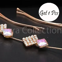 Myra Collection Pack Of 1 Beautiful And Stylish Rhinestone Crystal Square Shape Metal Bronze Color Chain Tiara Stone Hair Accessories For Girls And Women-thumb4