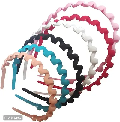 Myra collection? Matte Finish Rainbow Solid Beautiful Fashion Wave Hair Band Pack of 6 (Multicolor)