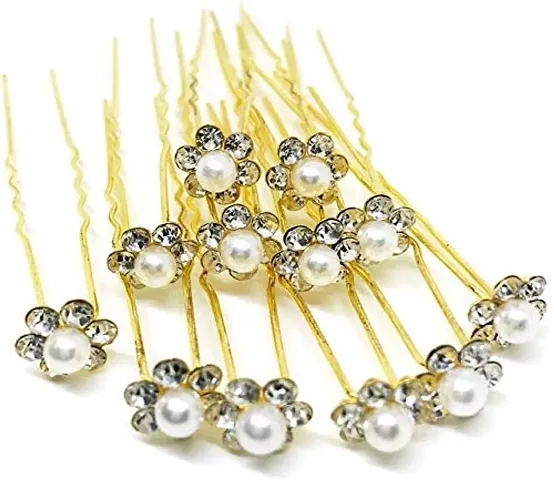 Myra collection? Fancy Juda Pins with Pearl for Women and Girls - Set of 12 Hair Pin