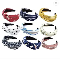 Korean Style Knot Plastic Headband for Girls, Pack of 6 - Multicolor-thumb1