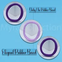 Myra Collection Purple Hair Rubber Band Cotton Elastic Strechible Rubber Band Small Size Ponytail Holder (Purple Rubber Band)-thumb3