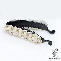 Myra collection Rhinestone Crystal Banana Hair Clip Flower Hair Accessories for ladies/women/girl (white)-thumb1