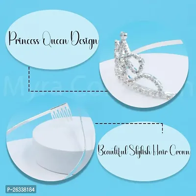 Myra Collection 1 Pcs Silver Rhinestone Crown Hair Band Comb/Hairband Tiara Princess Hair Band For Baby Girls And Girls Hair Accessories-thumb2