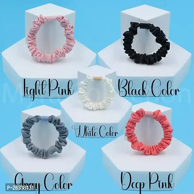 Myra collection Small Size Hair Silk Scrunchies Hair Ties Hair Band For Girl pack of 5-thumb4