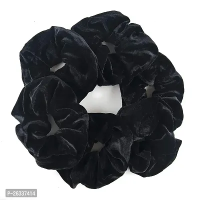 6 Pack Black Big Hair Scrunchies Velvet Scrunchy Hair Elastic Large Rubber Band-thumb0