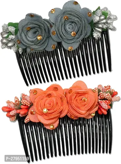 Acrylic Comb Flower Jooda Pin Comb Accessories For Women Pack Of 2-thumb0