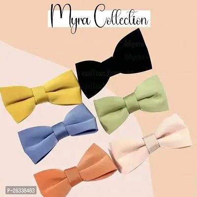 Myra Collection 6 Pcs Cute And Elegant Bow Clips Solid Color Bow Clip Shine Bowknot Hair Clip/Hairpin For Girls And Women Hair Accessories Set (Multicolor)-thumb3