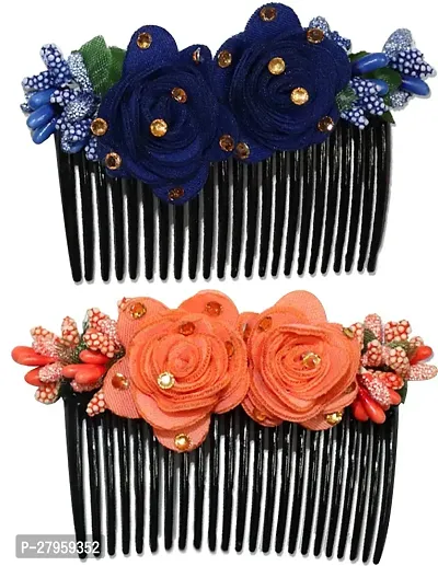 Artificial Flowers Jewellery Hair Comb Pin For Women Pack Of 2-thumb0