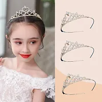 Myra Collection 1 Pcs White And Gold Crown Hair Band Rhinestone Pearls Hair Band Bridal Hair Accessories For Women  Girls Hair Accessories-thumb3